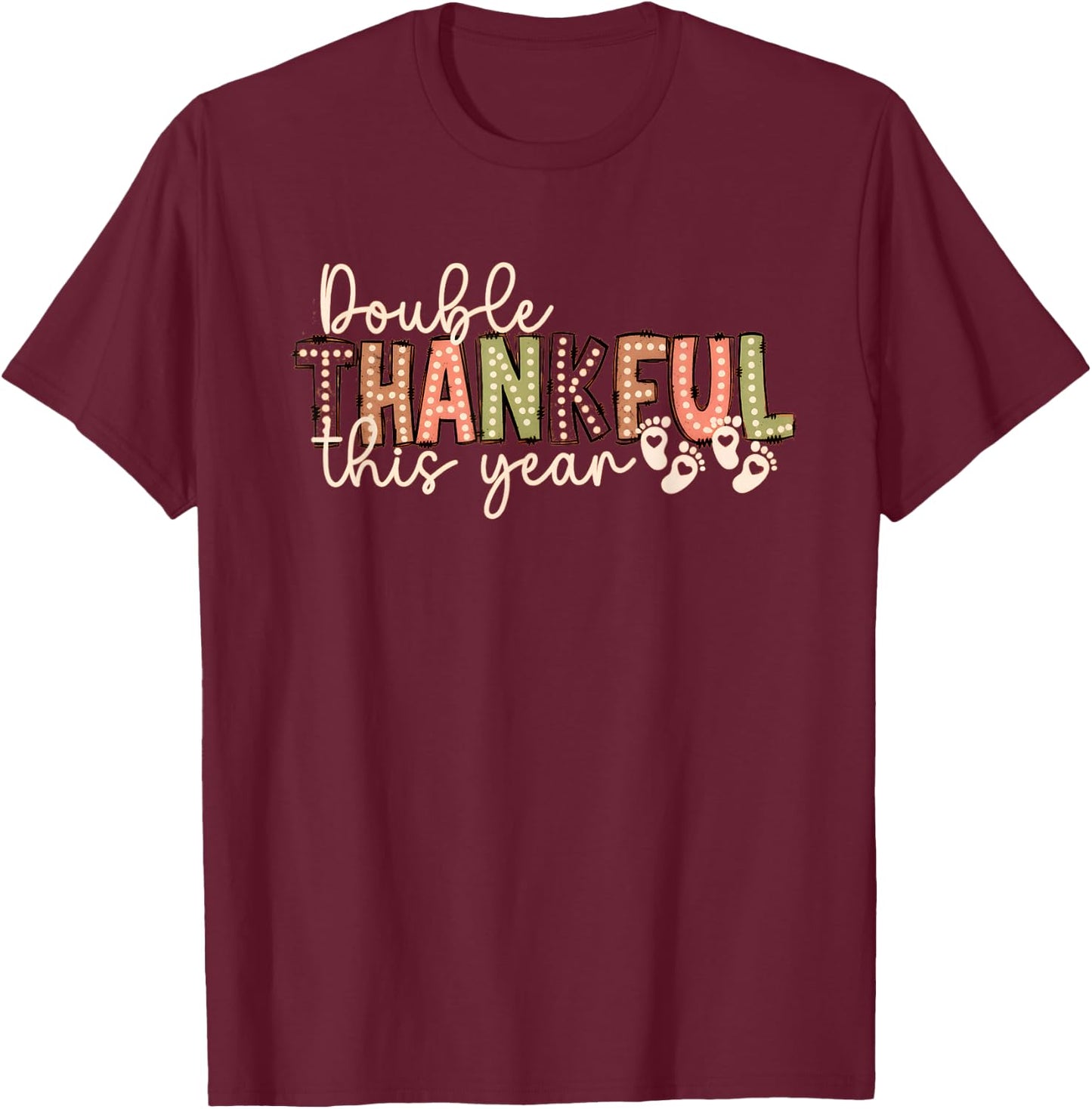 Twins Fall Pregnancy Thanksgiving Pregnancy Announcement FAL T-Shirt - T-Shirt | Maroon