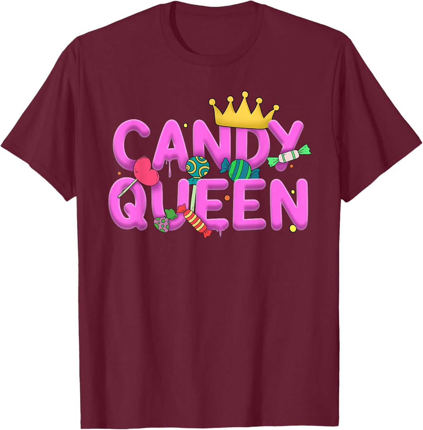Cool Candy Queen Art Girls Candy Lollipop Lovers T-Shirt - T-Shirt | Maroon