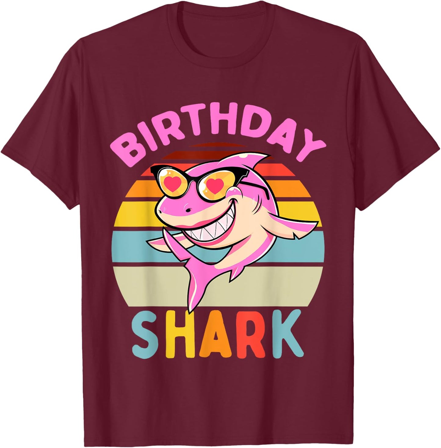 Shark Birthday Toddler Girls Kids Matching Family Girl T-Shirt - T-Shirt | Maroon