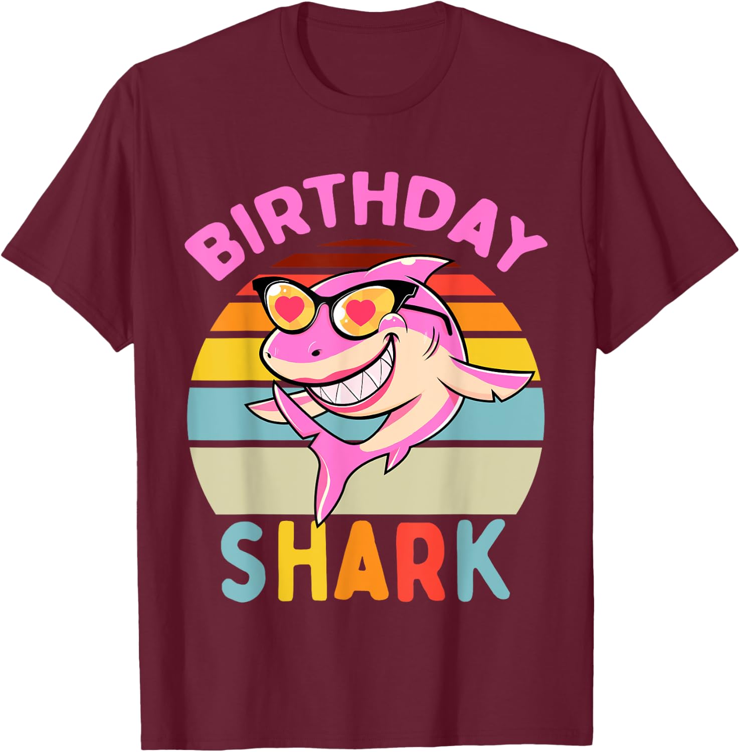 Shark Birthday Toddler Girls Kids Matching Family Girl T-Shirt - T-Shirt | Maroon