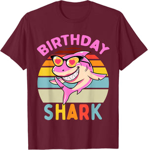 Shark Birthday Toddler Girls Kids Matching Family Girl T-Shirt - T-Shirt | Maroon