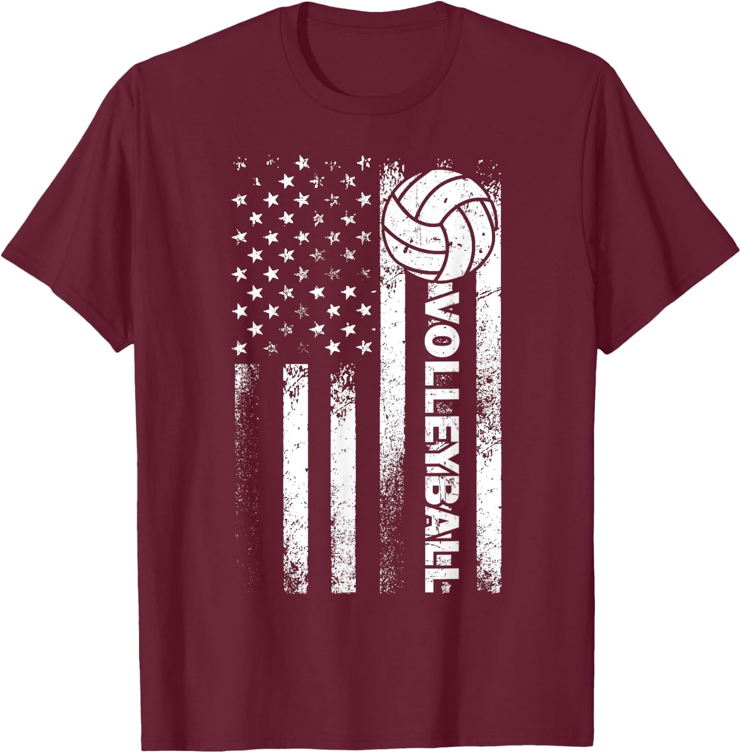 Funny Volleyball Design Women USA Patriotic Athlete T-Shirt - T-Shirt | Maroon