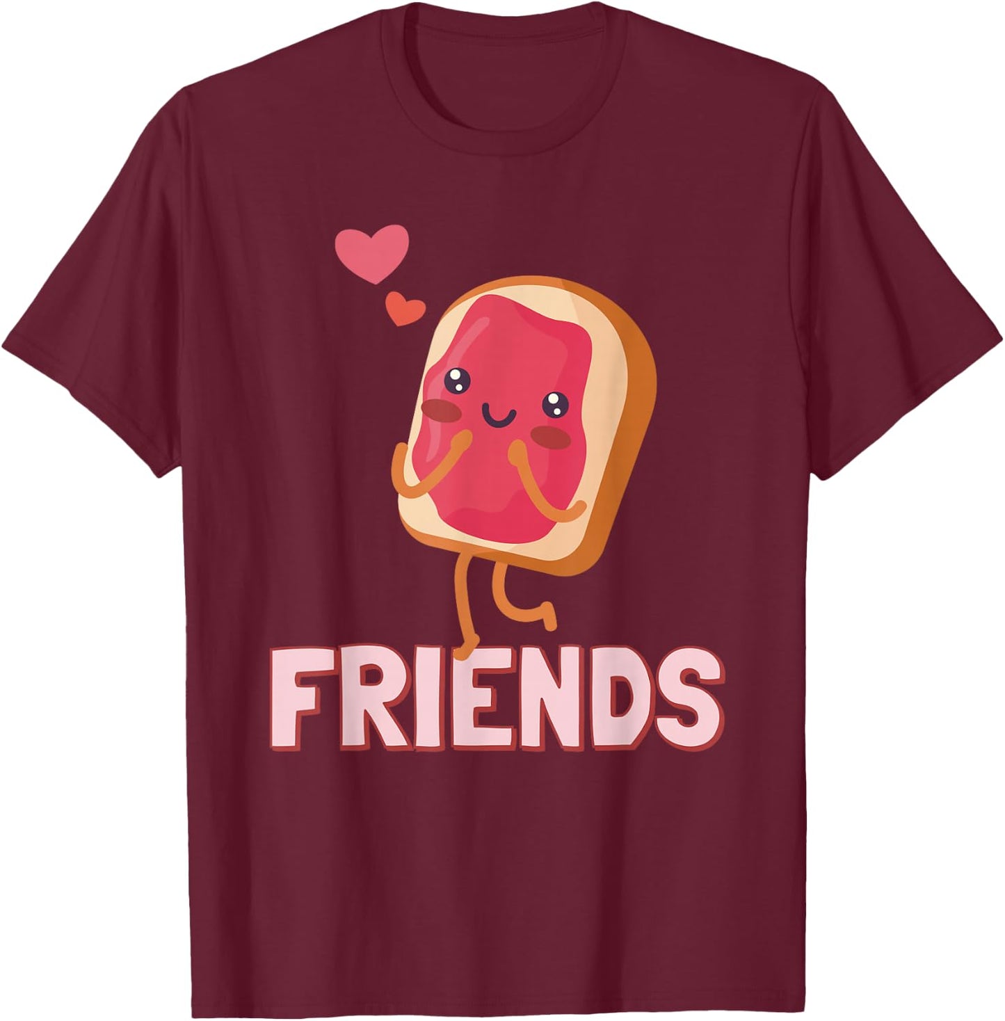 Best Friends PB&J Jelly and Peanut Butter Girl Woman Besties T-Shirt - T-Shirt | Maroon