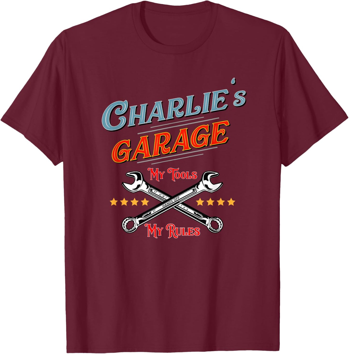 CHARLIE'S GARAGE funny shirt boys teens gift T-Shirt - T-Shirt | Maroon
