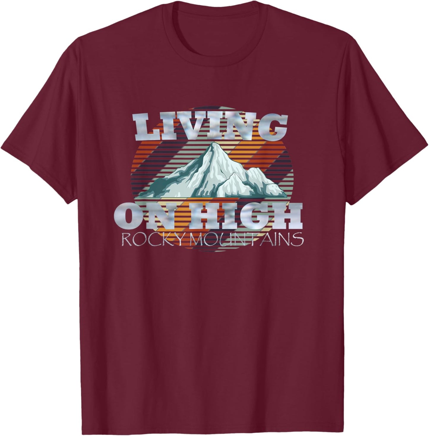 Vintage Living On High Rocky Mountains T-Shirt - T-Shirt | Maroon