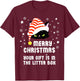 Merry Christmas Top Your Gift is in the Litter Box Cat Funny T-Shirt - T-Shirt | Maroon
