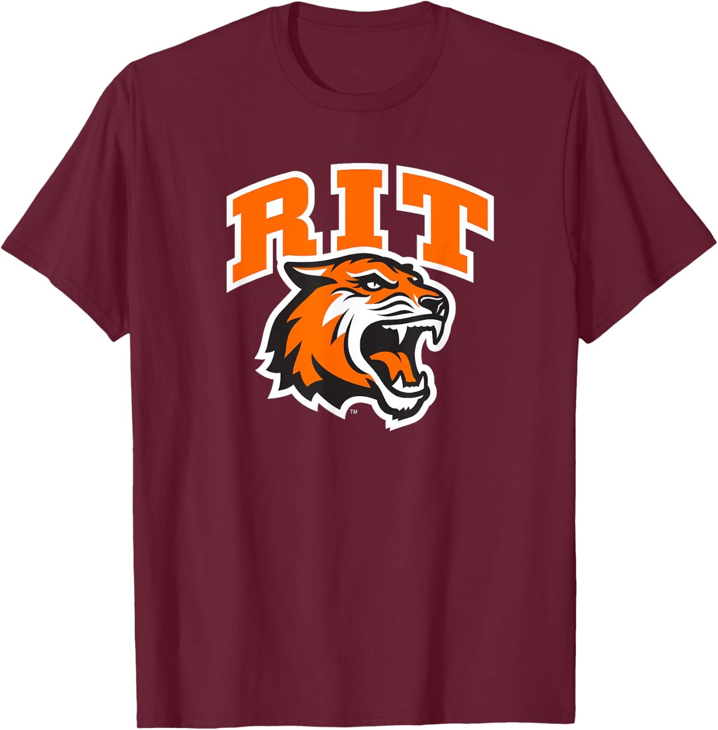 Rochester Institute of Technology RIT Tiger Stacked Logo T-Shirt - T-Shirt | Maroon