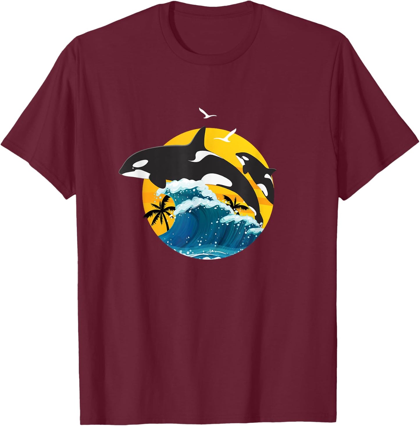 Orca Squad Whale Sunset Sea Animal Wildlife Boys & Girls T-Shirt - T-Shirt | Maroon