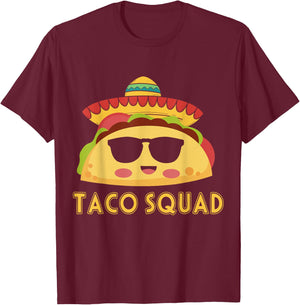 Cute Taco Squad Funny Mexican Food Lover Costume T-Shirt - T-Shirt | Maroon