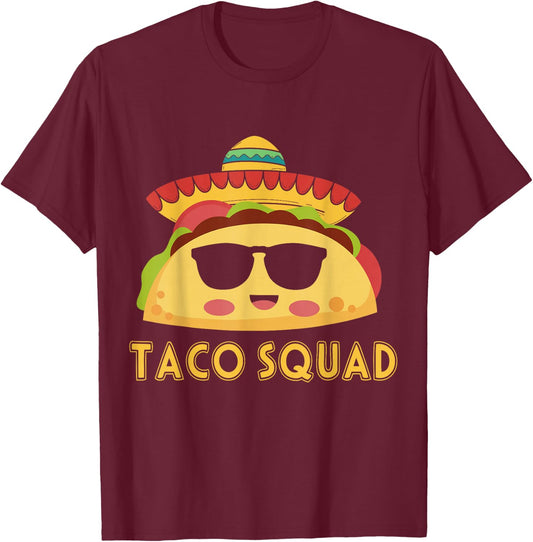 Cute Taco Squad Funny Mexican Food Lover Costume T-Shirt - T-Shirt | Maroon