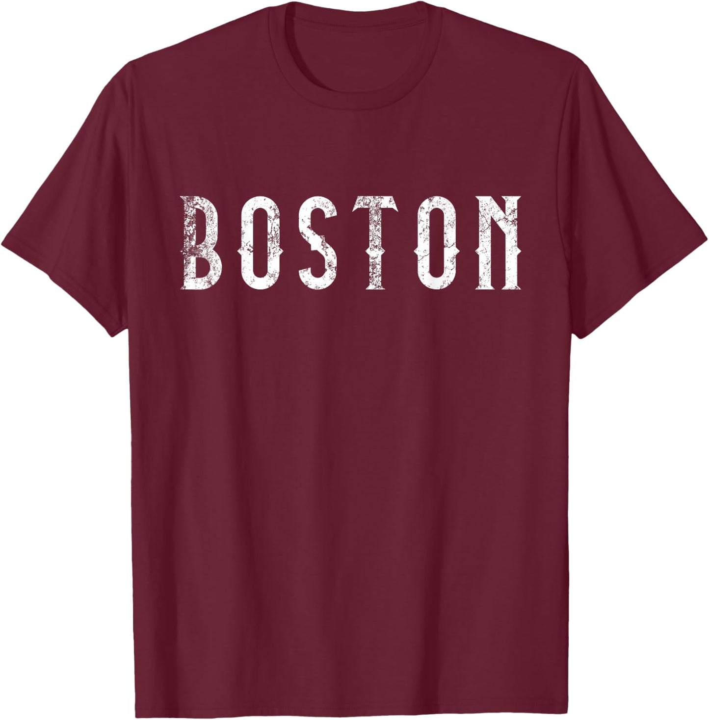 Vintage Boston Massachusetts Distressed T-Shirt - T-Shirt | Maroon