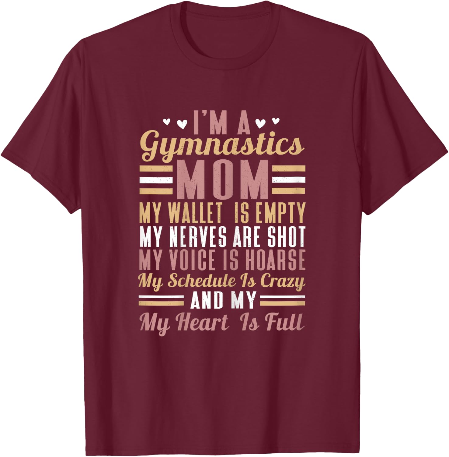 Proud Gymnast Supporter Mom Gymnastics Mom T-Shirt - T-Shirt | Maroon