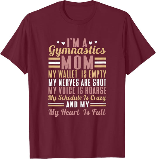 Proud Gymnast Supporter Mom Gymnastics Mom T-Shirt - T-Shirt | Maroon