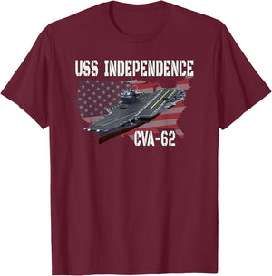 USS Independence CVA-62 Aircraft Carrier Veterans Day T-Shirt - T-Shirt | Maroon