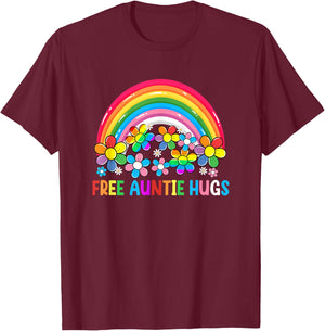 Free Auntie Hugs Lgbt Gay Lesbian Transgender Pride Rainbow T-Shirt - T-Shirt | Maroon