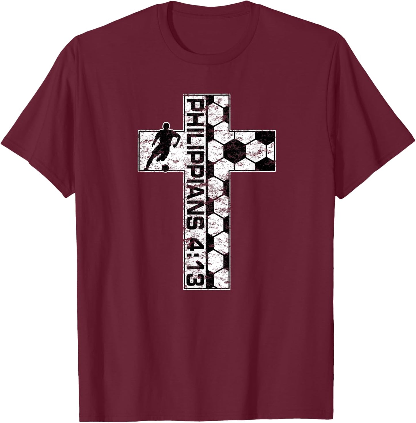 Philippians 4:13 Christian Soccer Player Jesus Christ Saves T-Shirt - T-Shirt | Maroon