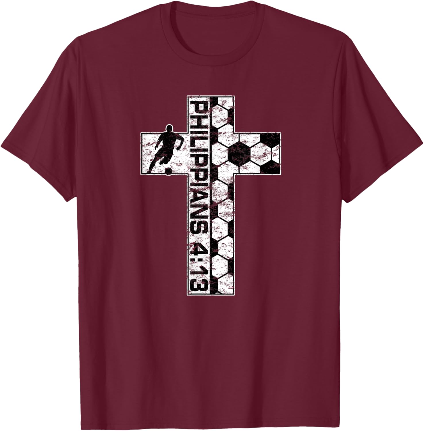 Philippians 4:13 Christian Soccer Player Jesus Christ Saves T-Shirt - T-Shirt | Maroon
