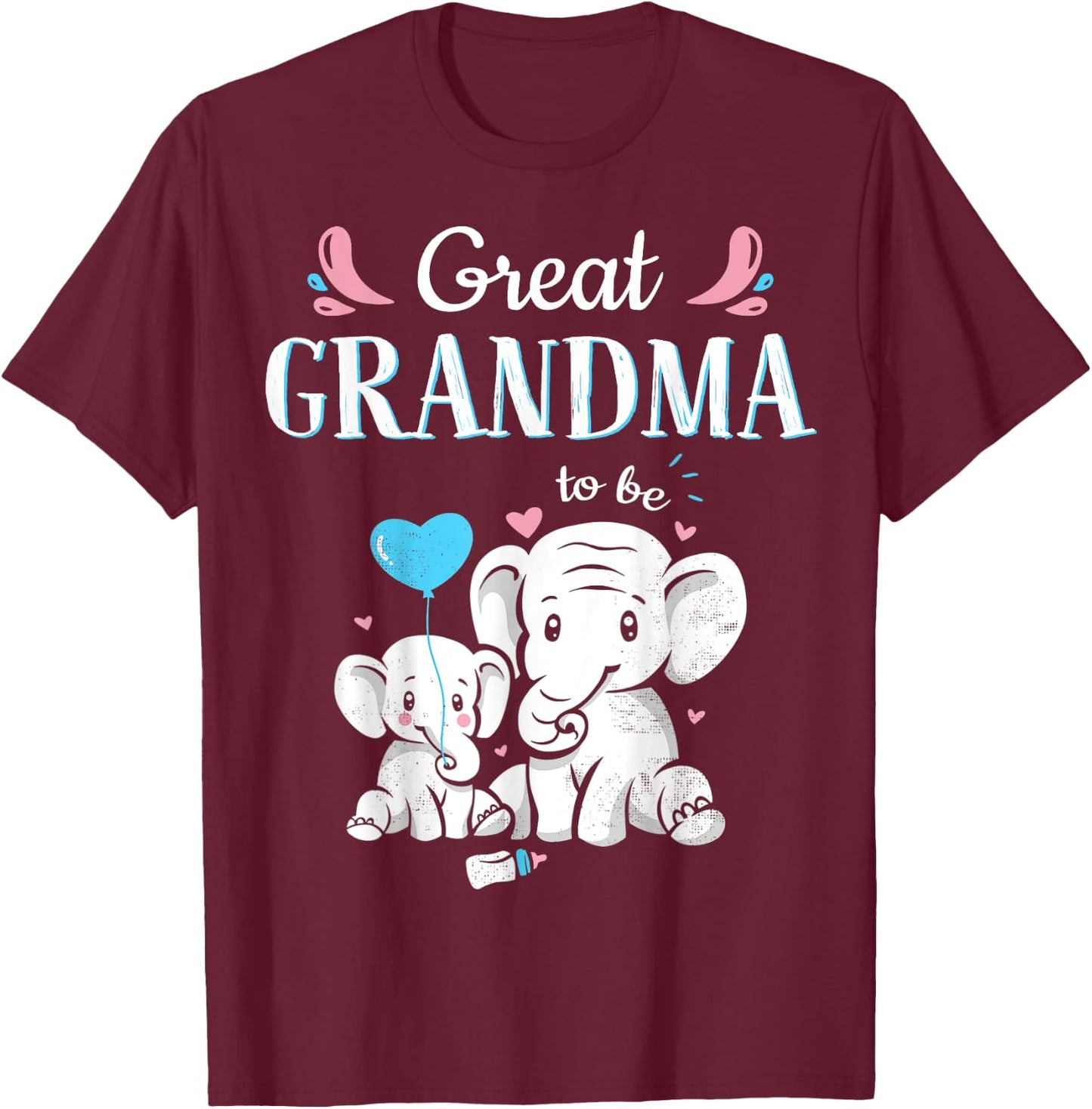 Great Grandma To Be Elephant Baby Shower Great Grandma T-Shirt - T-Shirt | Maroon