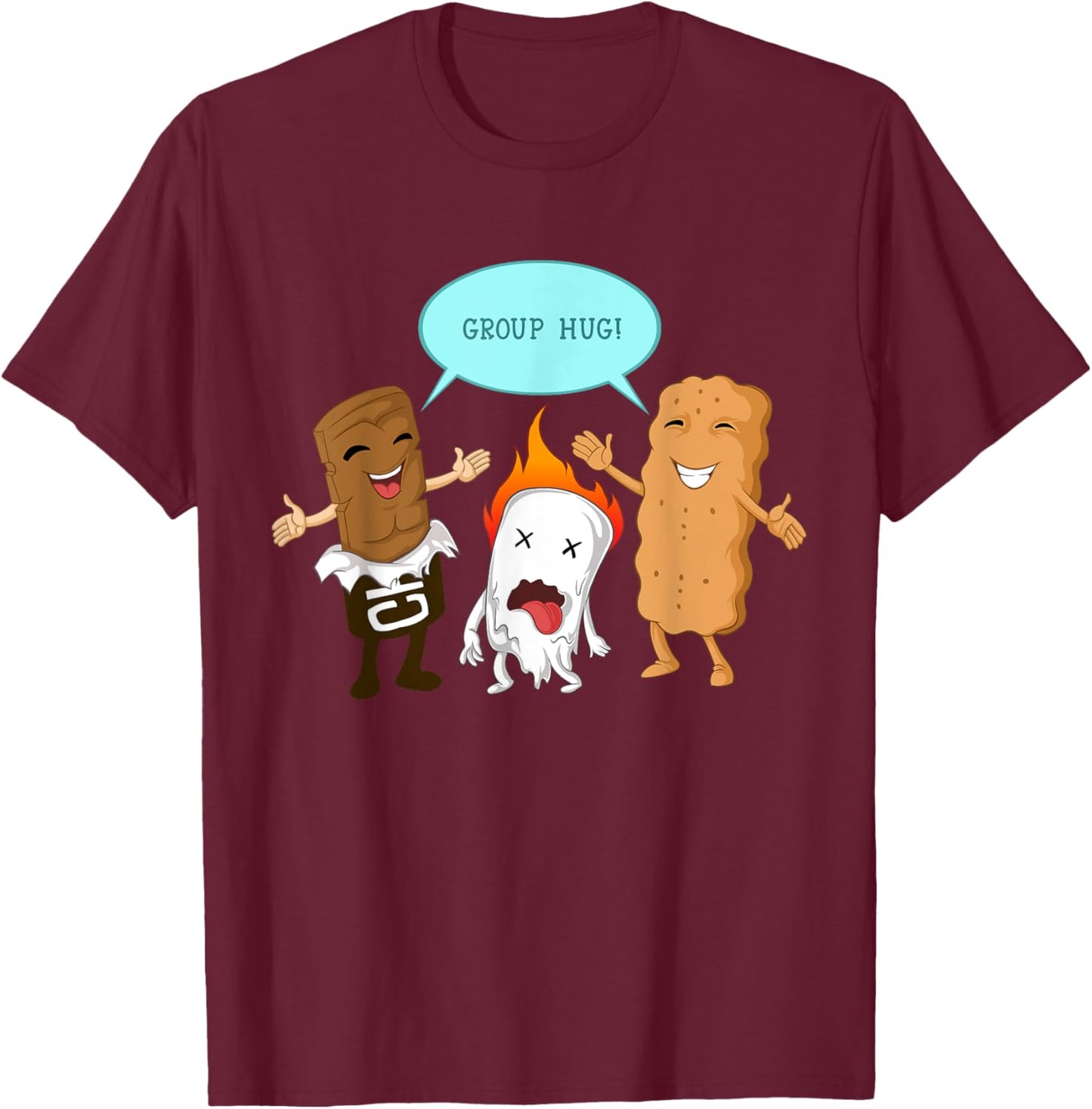 Group Hug S'mores Marshmallows Cute Camping Funny Food Gift T-Shirt - T-Shirt | Maroon