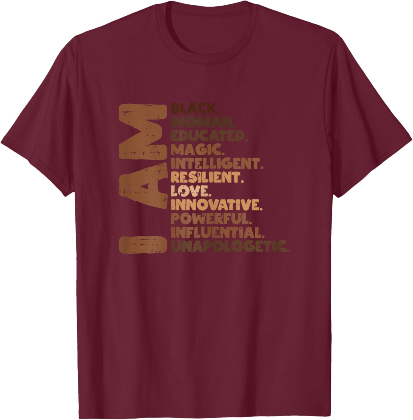 I Am Black Woman Melanin Africa Pride History BHM Women Gift T-Shirt - T-Shirt | Maroon