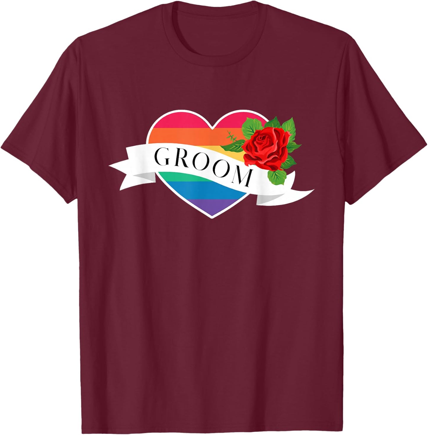Groom LGBT Gay Marriage Groom T-Shirt - T-Shirt | Maroon