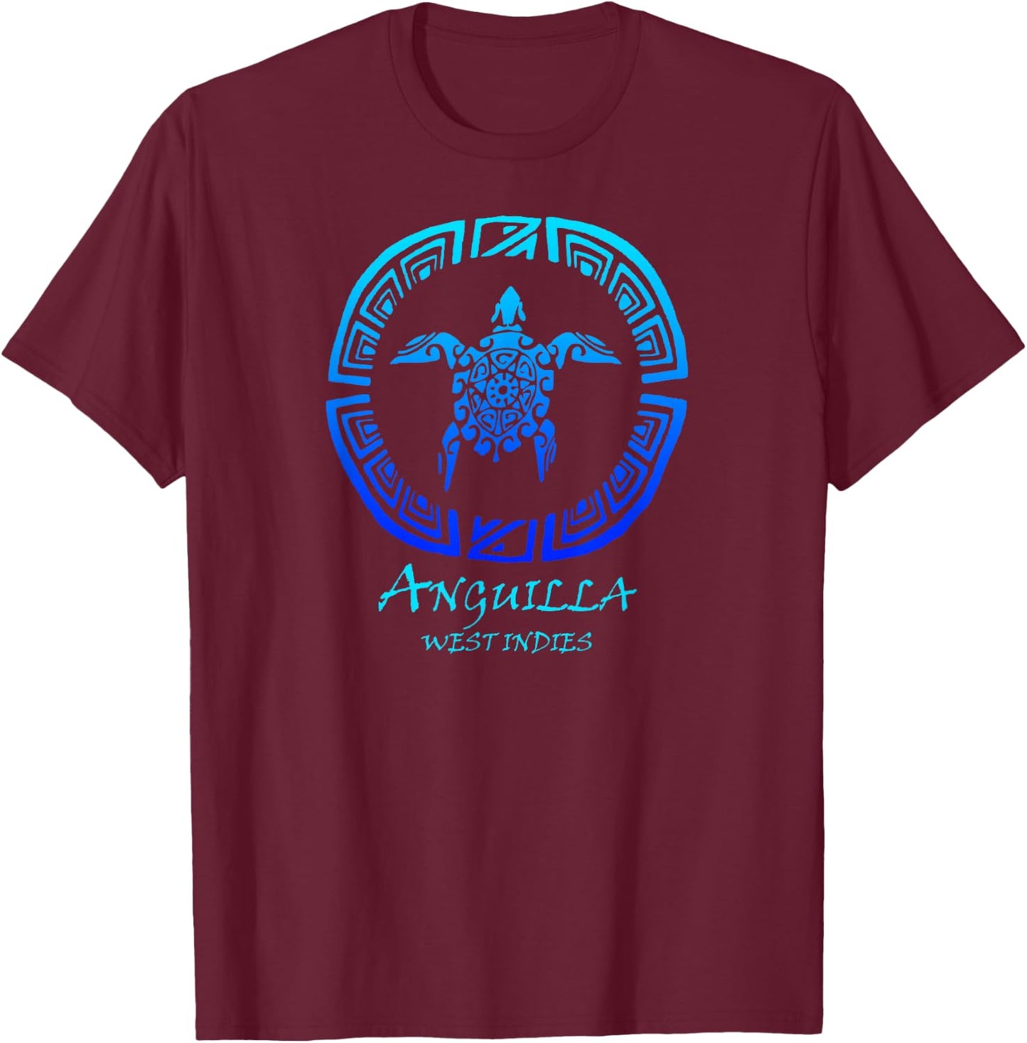Anguilla, West Indies Vintage Retro Tribal Turtle Vacation T-Shirt - T-Shirt | Maroon