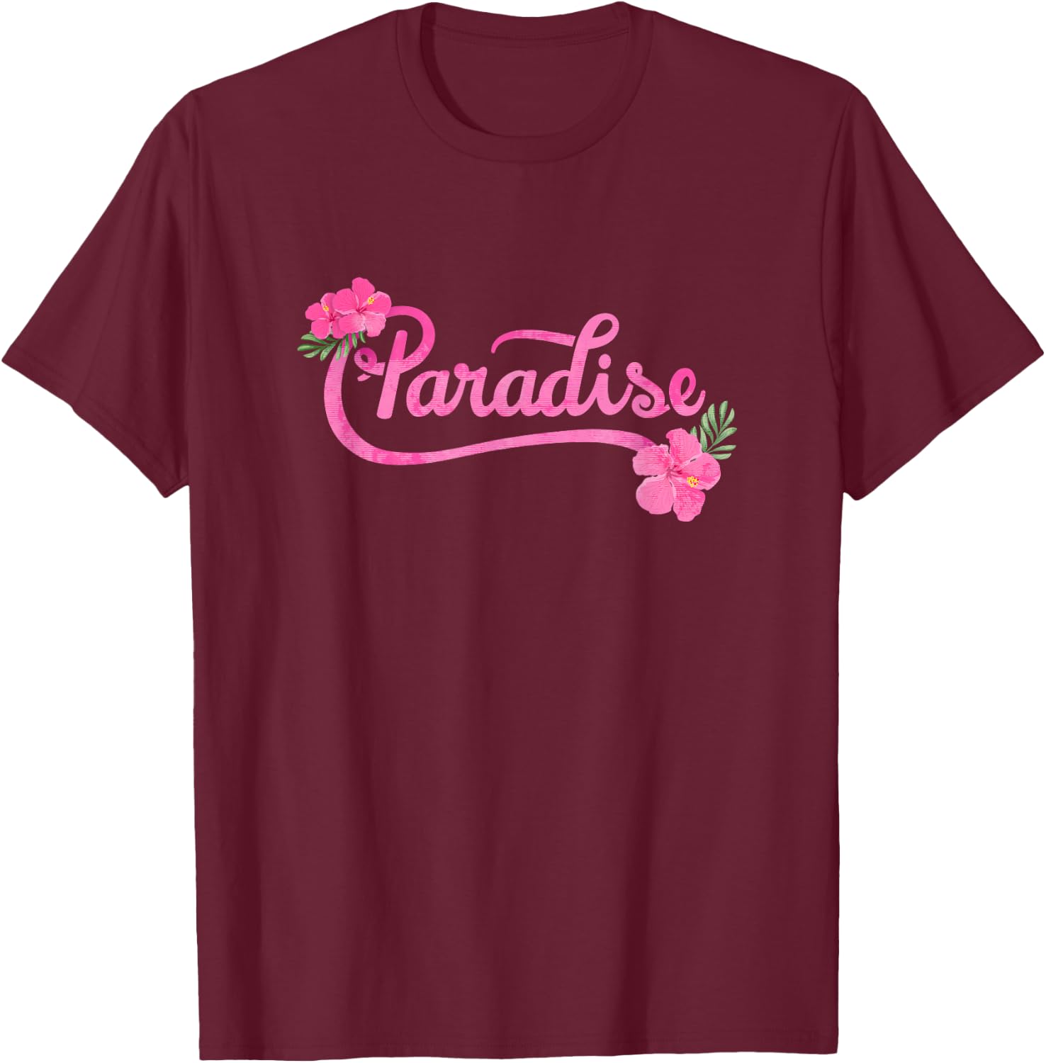 Paradise Printed - Casual Graphic T-Shirt - T-Shirt | Maroon