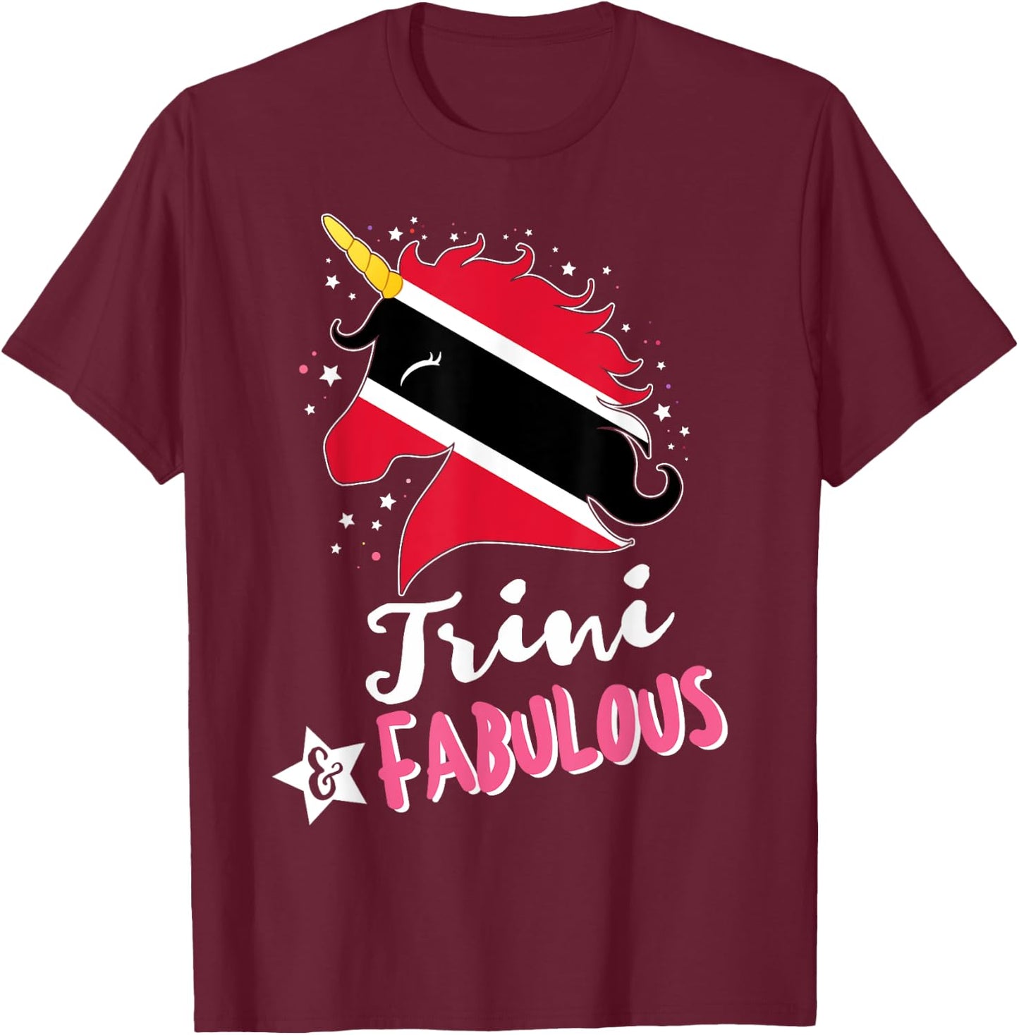 Trinbagonian Unicorn Trinidad and Tobago Flag T-Shirt - T-Shirt | Maroon