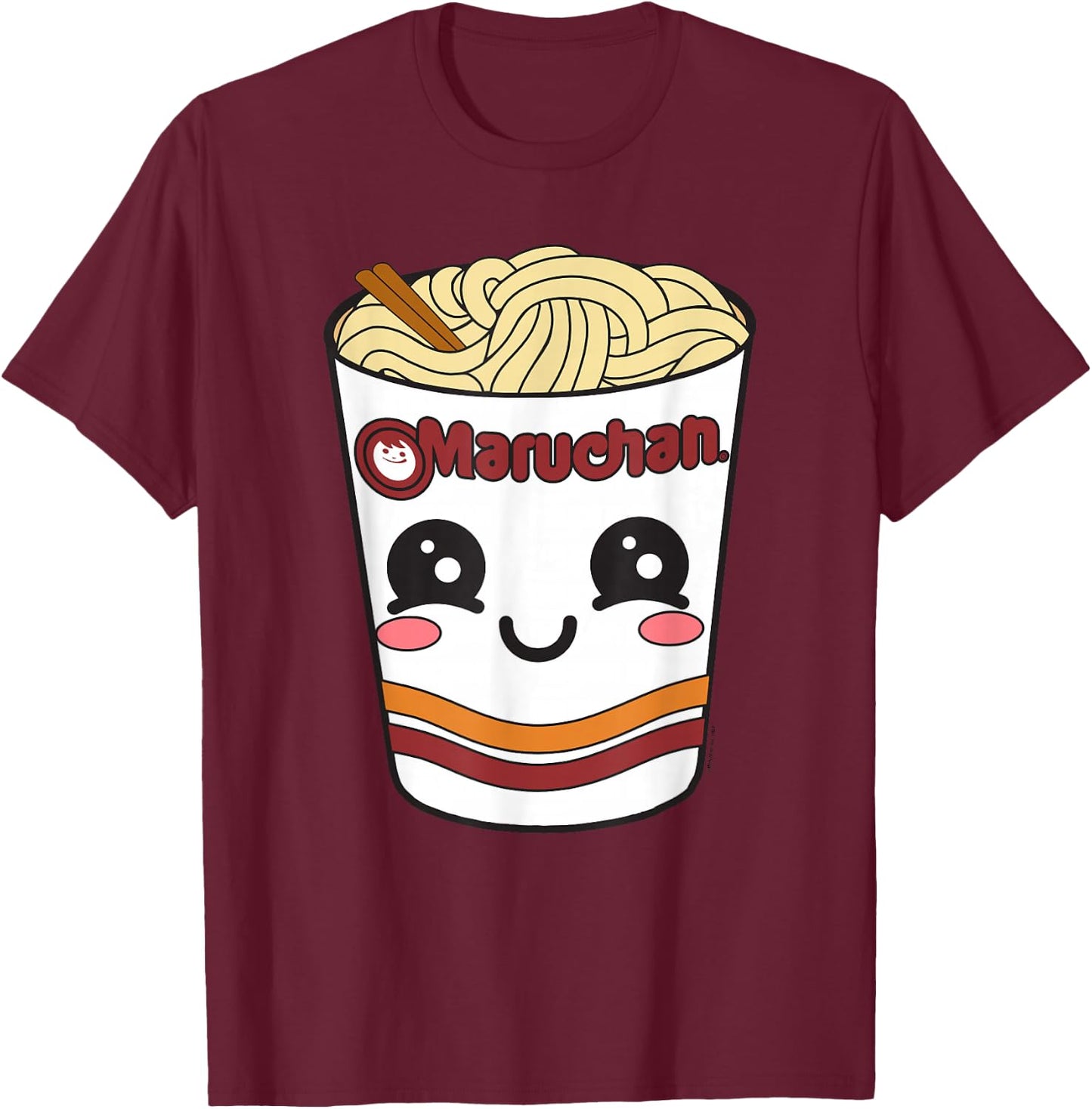Maruchan Cute Ramen Noodle Cup Face Small T-Shirt - T-Shirt | Maroon