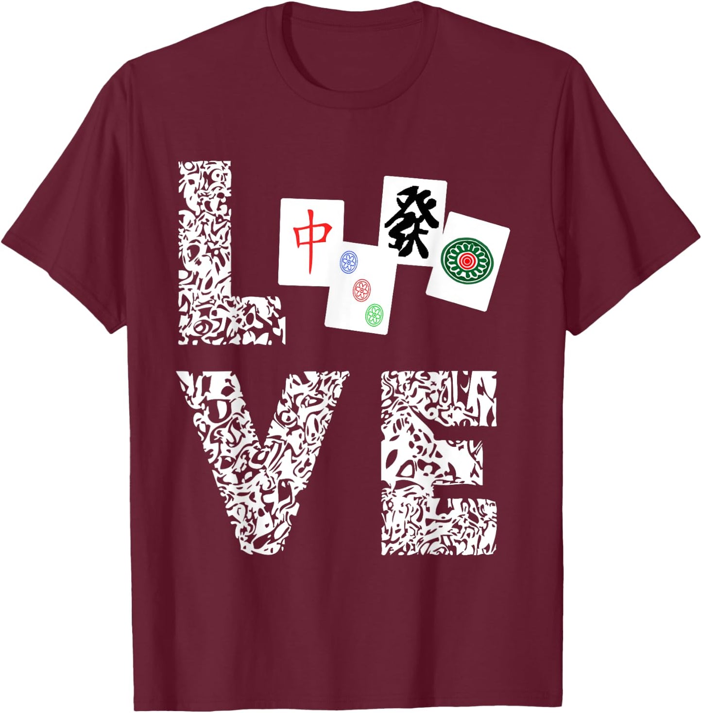Mahjong Love Playing Chinese Game Mah Jongg Player T-Shirt - T-Shirt | Maroon