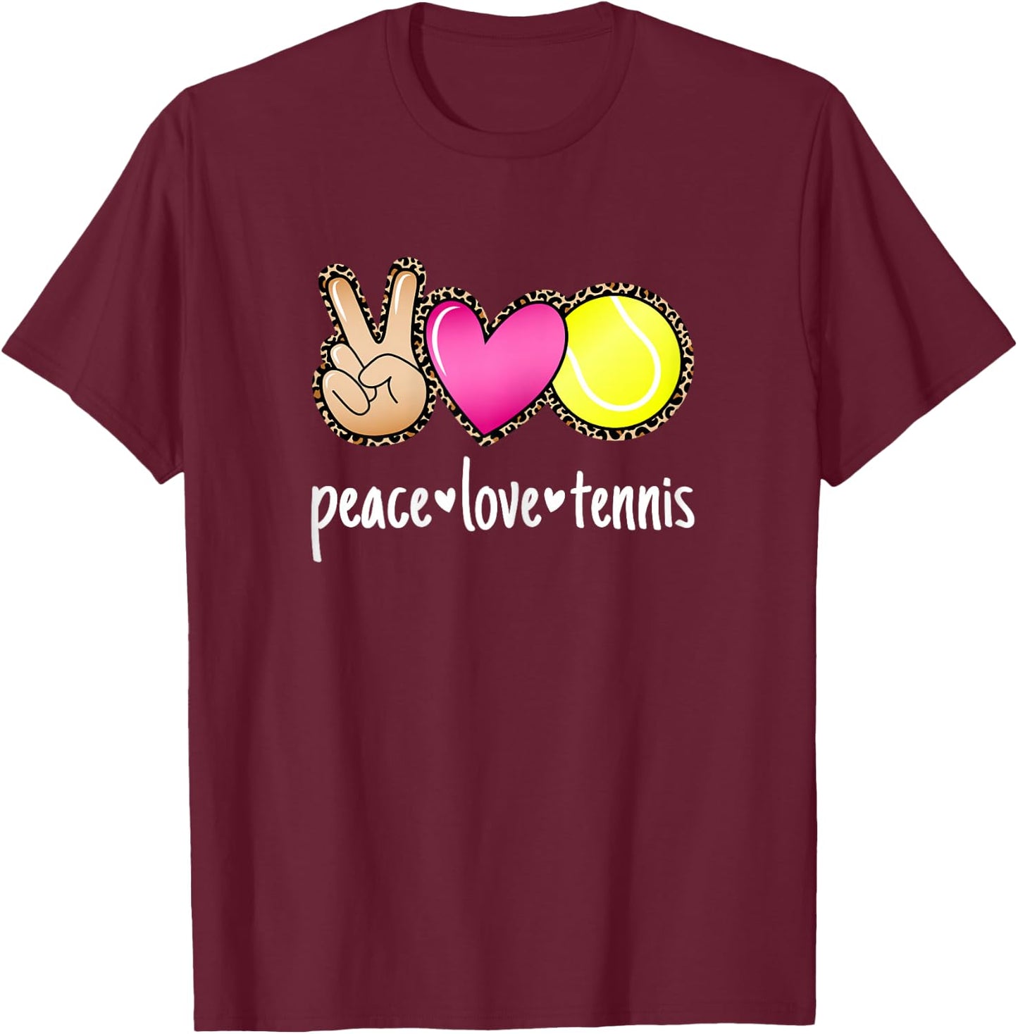 Peace Love Tennis Player and Girls T-Shirt - T-Shirt | Maroon
