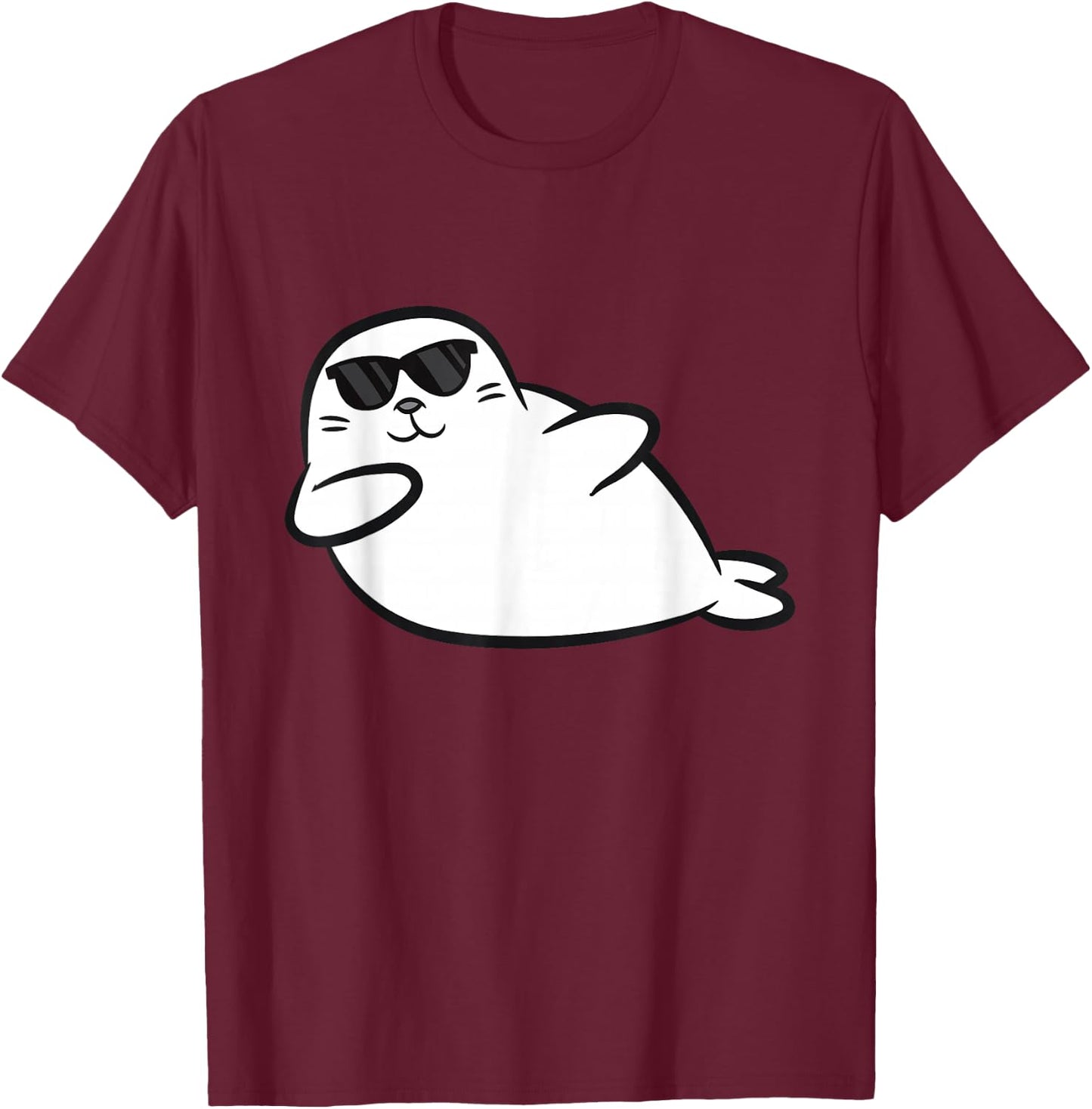 Dabbing Seal Dancing Seal Cute Seals T-Shirt - T-Shirt | Maroon