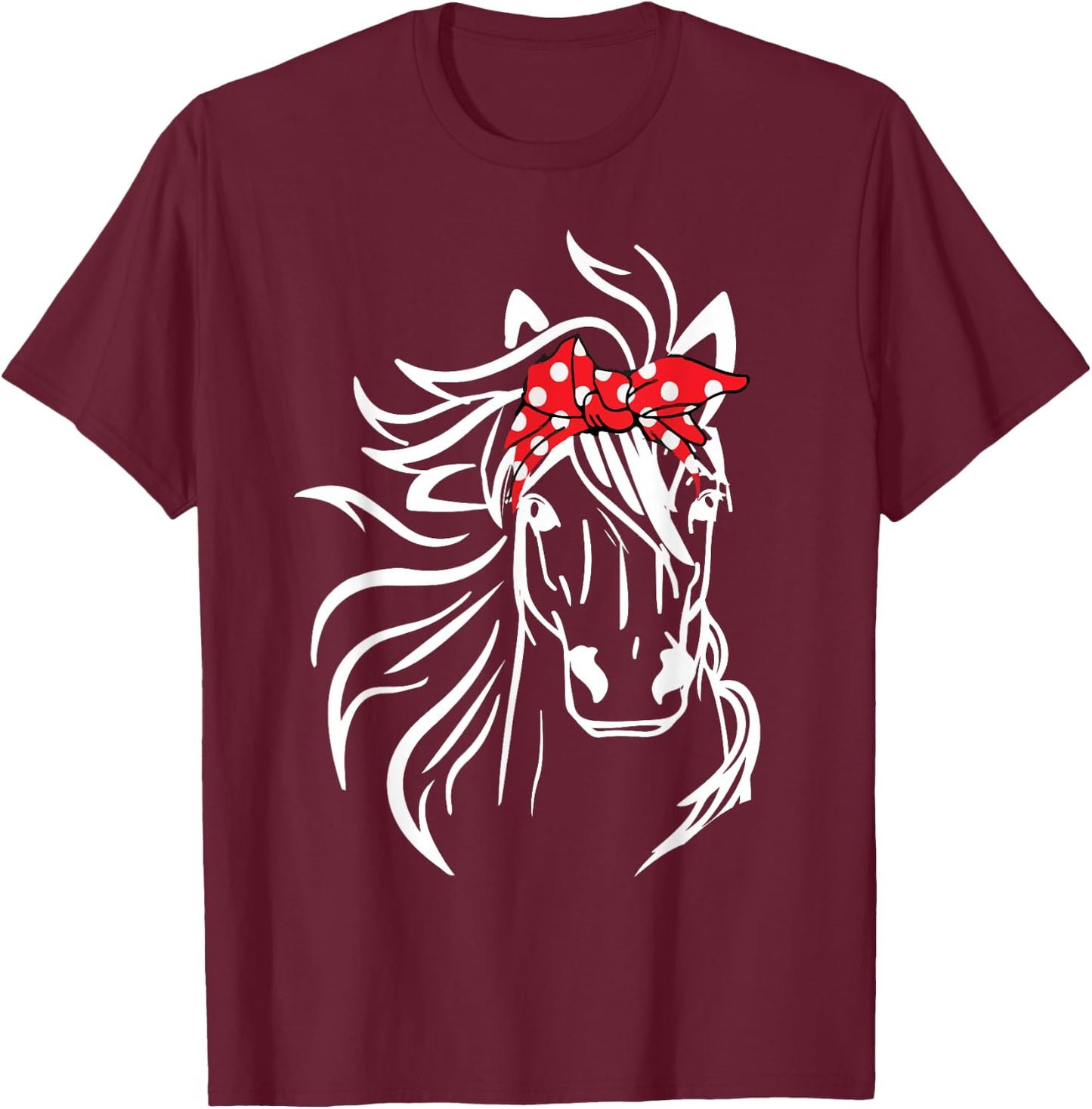 Horse Bandana Head Band for Horseback Riding Horse Lovers T-Shirt - T-Shirt | Maroon