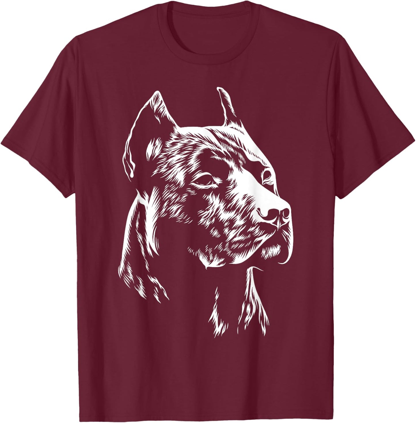 White Portrait | American Pitbull Terrier T-Shirt - T-Shirt | Maroon