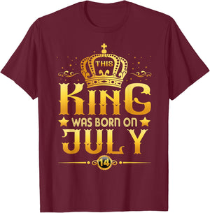 This King Was Born On July 14th Cancer Leo T-Shirt - T-Shirt | Maroon
