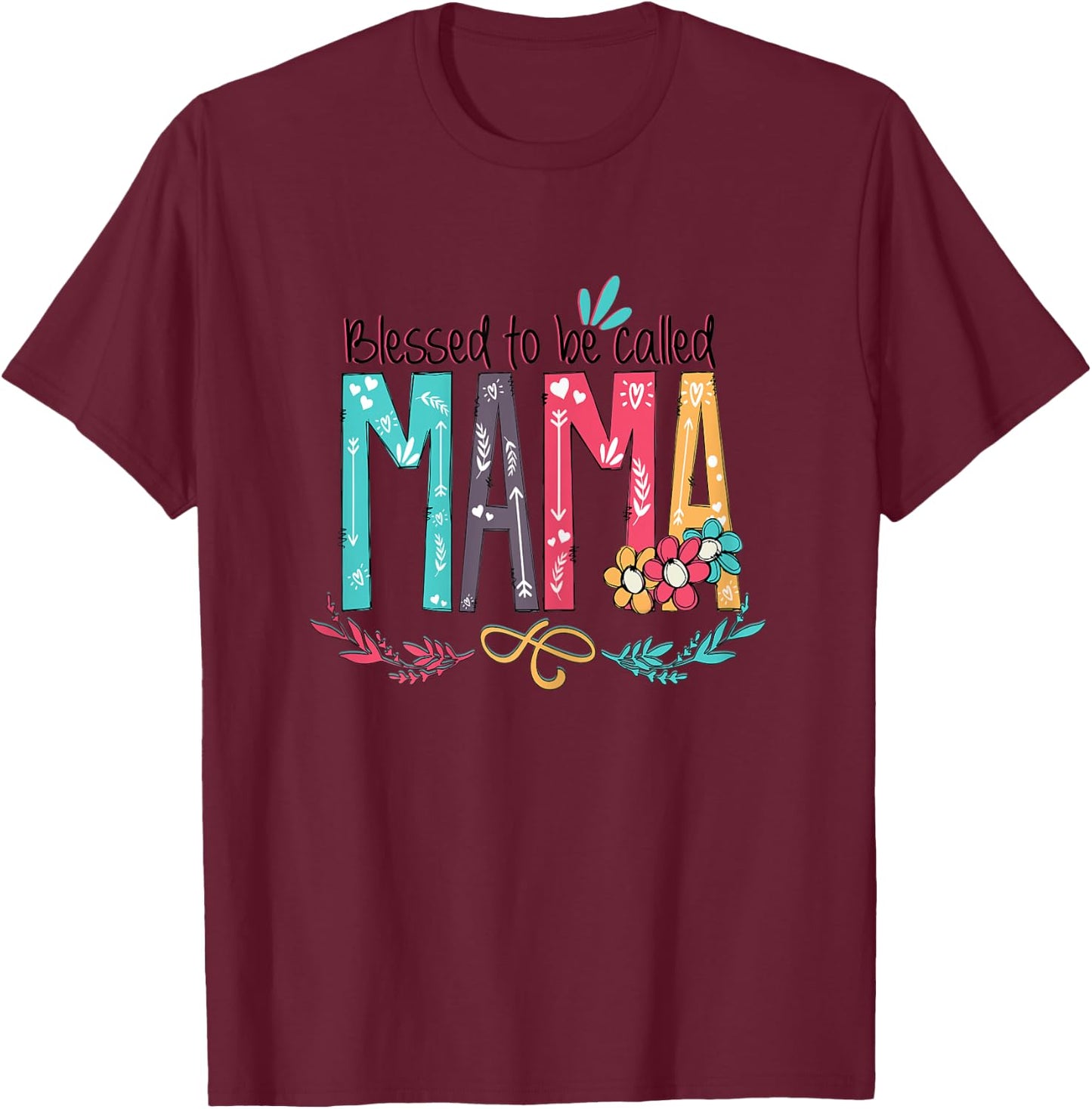 Blessed to be called MaMa Colorful gifts-Grandma T-Shirt - T-Shirt | Maroon