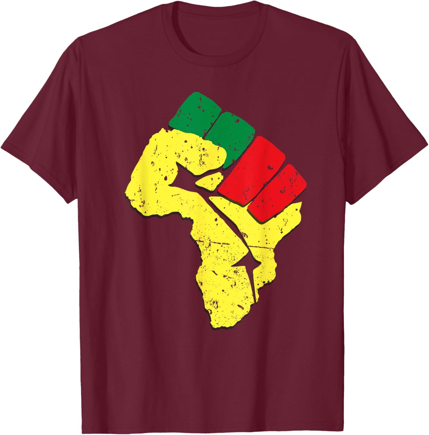 Black History Shirt Pan African Flag Colors Resist Fist T-Shirt - T-Shirt | Maroon