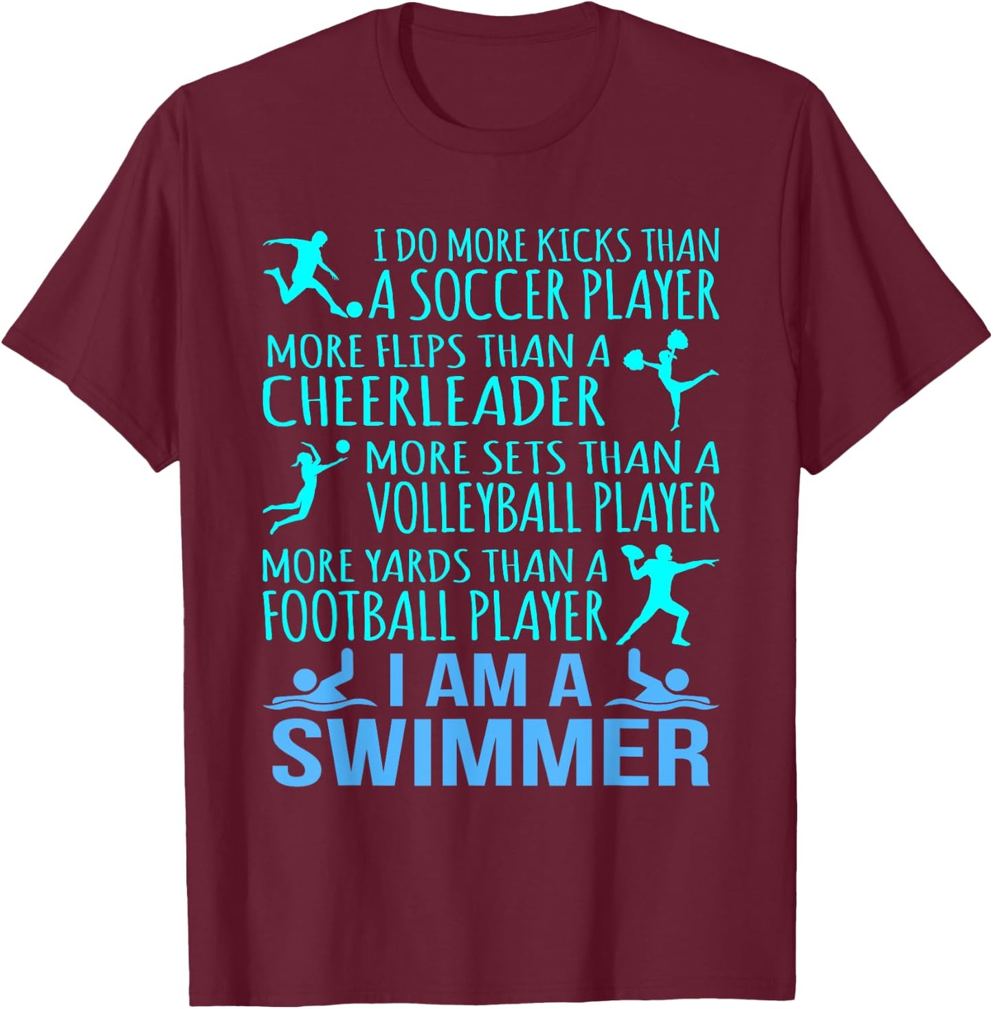 I Am A Swimmer Funny Swimming Swim Coach Men Women Graphic T-Shirt - T-Shirt | Maroon