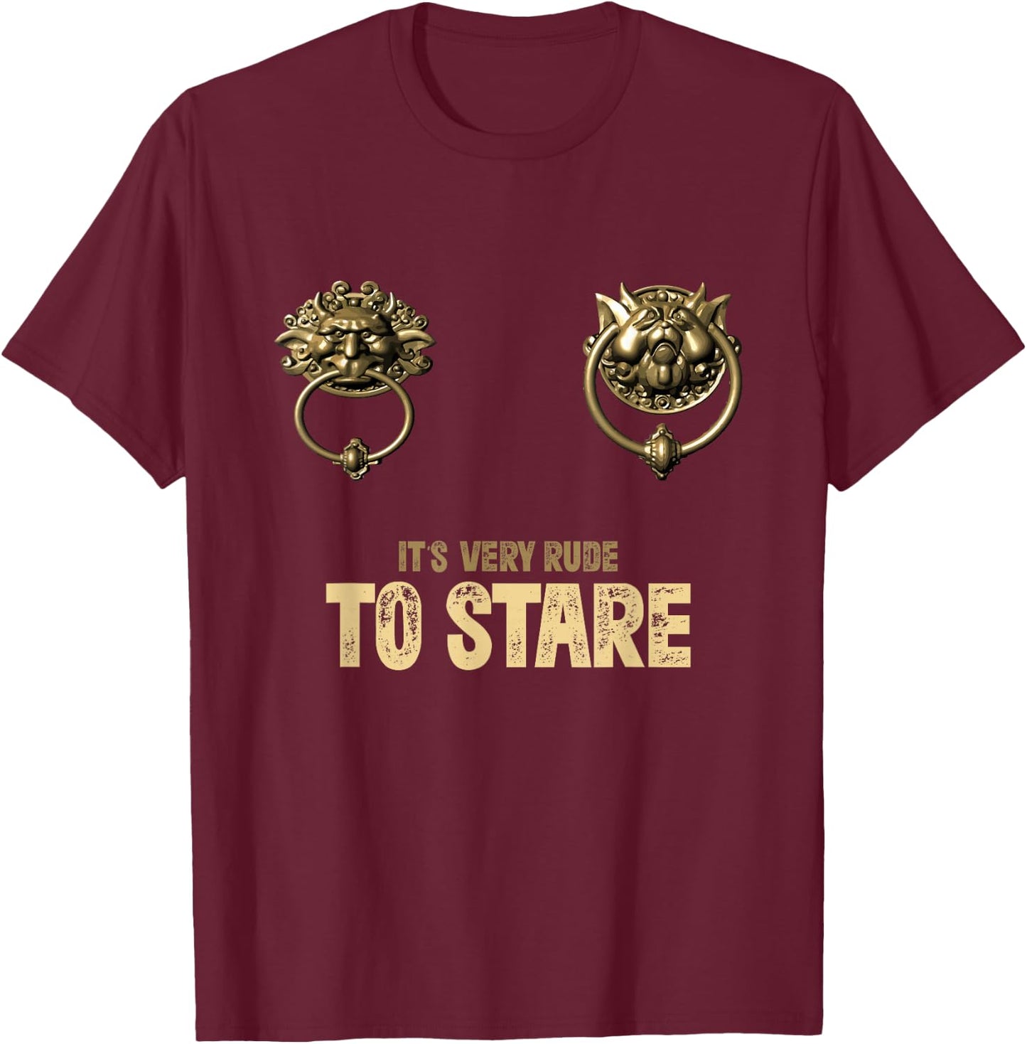 It's Very Rude to Stare Labyrinth Door Knocker T-Shirt - T-Shirt | Maroon