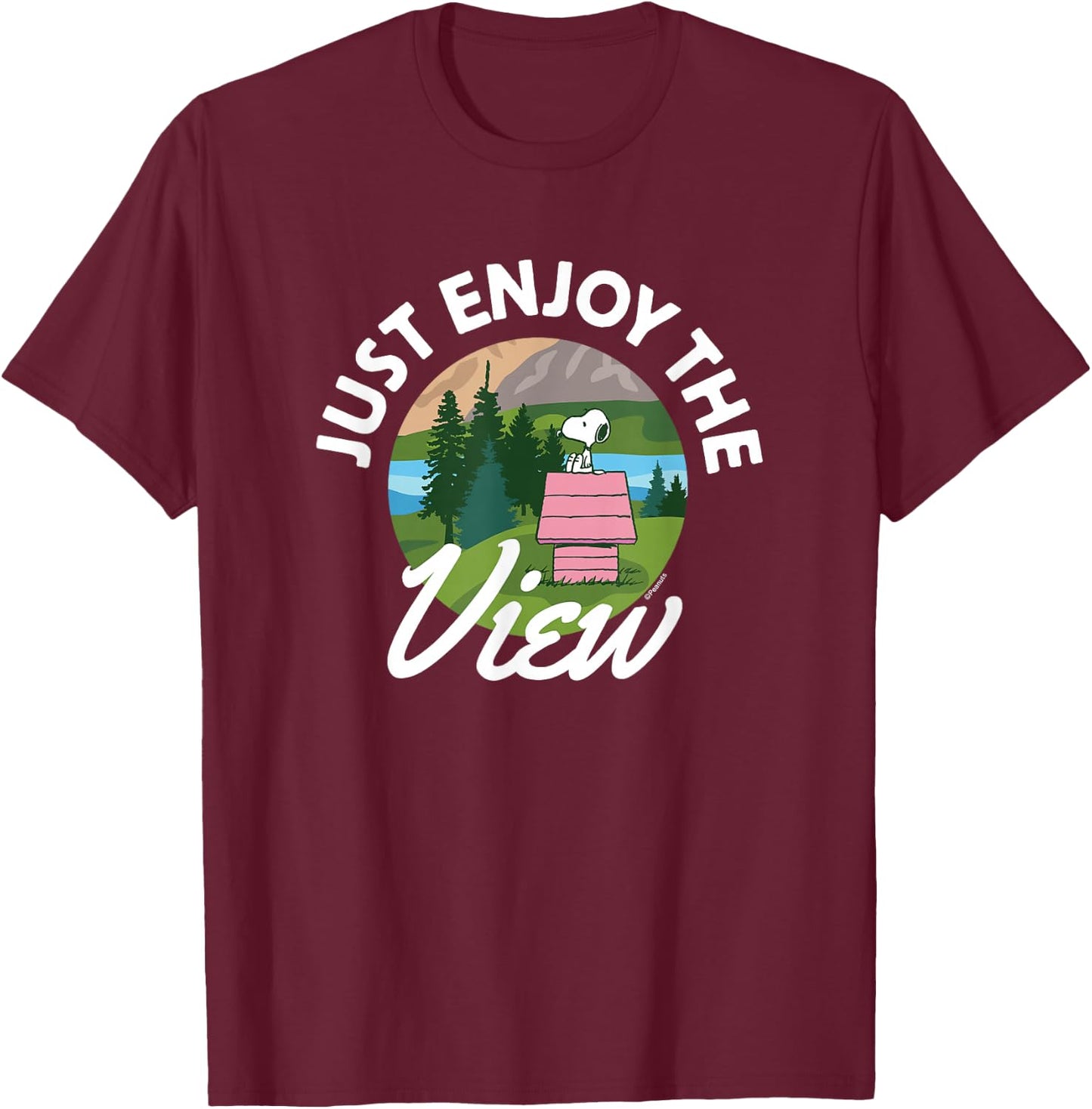 Peanuts - Snoopy Just Enjoy The View T-Shirt - T-Shirt | Maroon