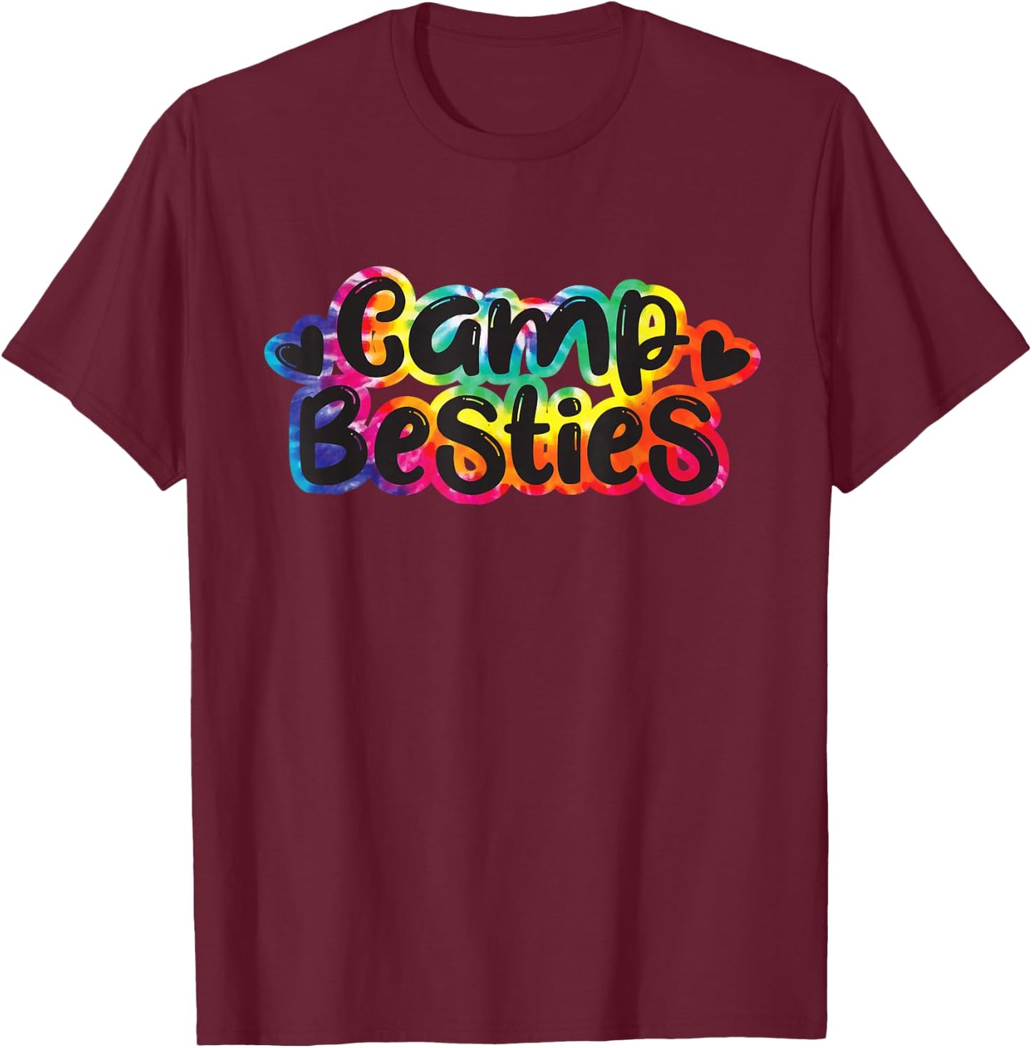 Camp Besties Shirt Cute Tie Dye Best Friend Summer Girl Gift T-Shirt - T-Shirt | Maroon