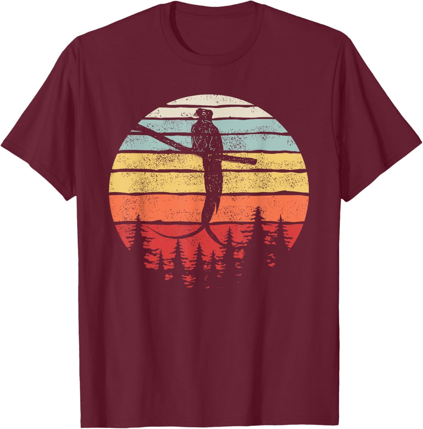 Vintage Retro Quetzal Bird T-Shirt - T-Shirt | Maroon