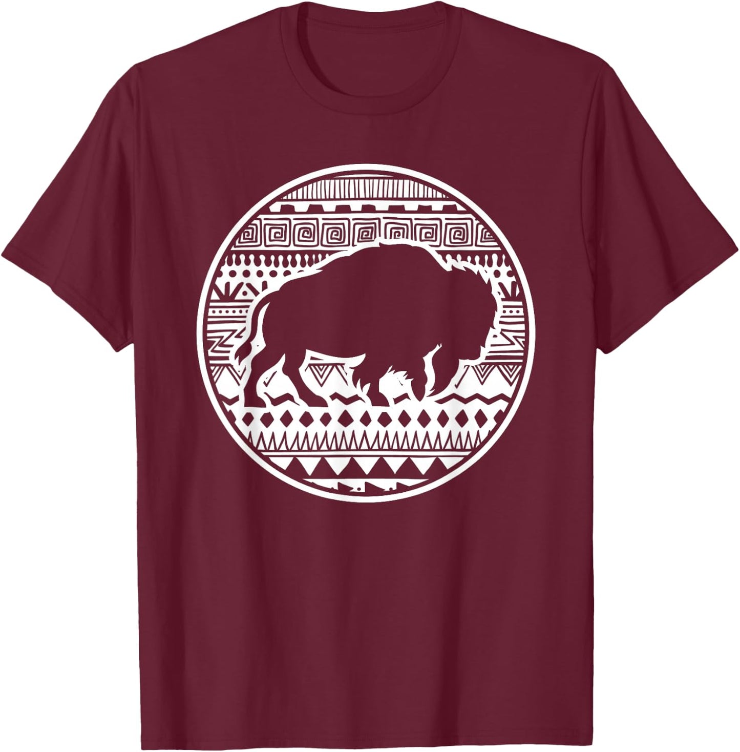 American Bison Animal Lover Vintage Tribal Buffalo T-Shirt - T-Shirt | Maroon