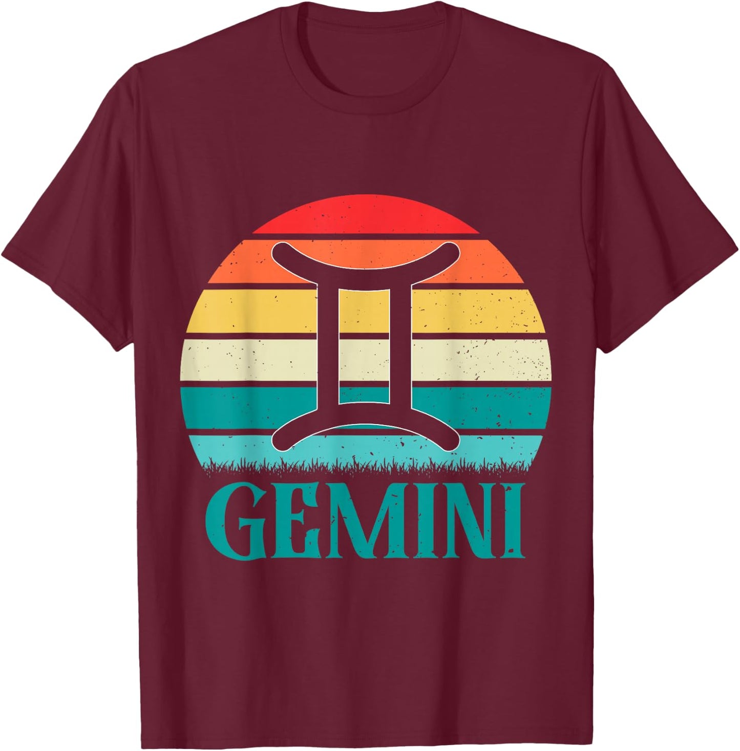 Gemini Sunset | Zodiac Sign T-Shirt - T-Shirt | Maroon