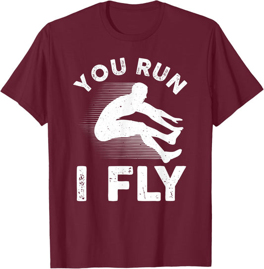 Cool Long Jump Art Track And Field Athlete Men Women Sports T-Shirt - T-Shirt | Maroon