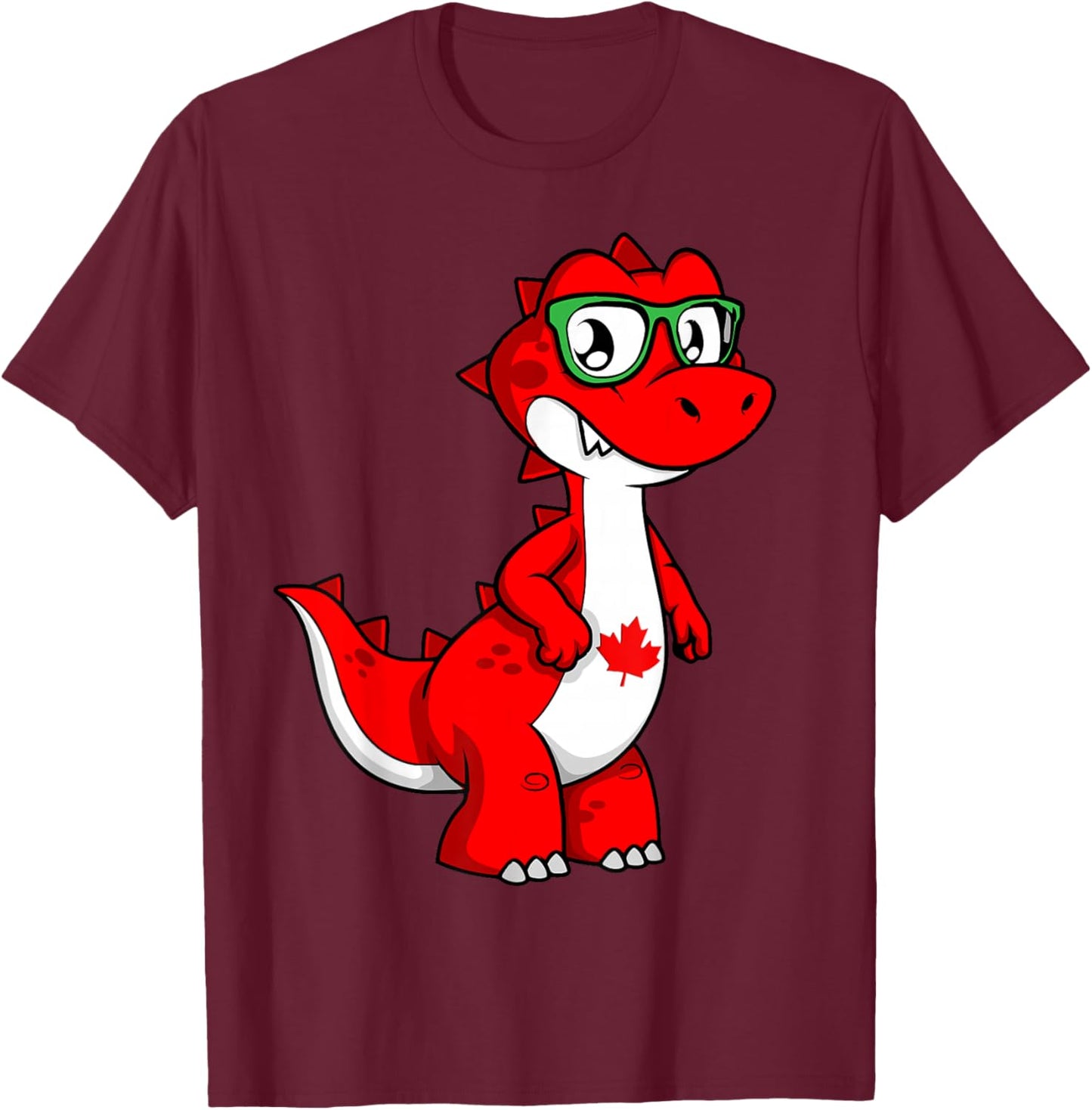 Canada Kids Flag Funny Red Dinosaur Toddler Shirt Flag T-Shirt - T-Shirt | Maroon