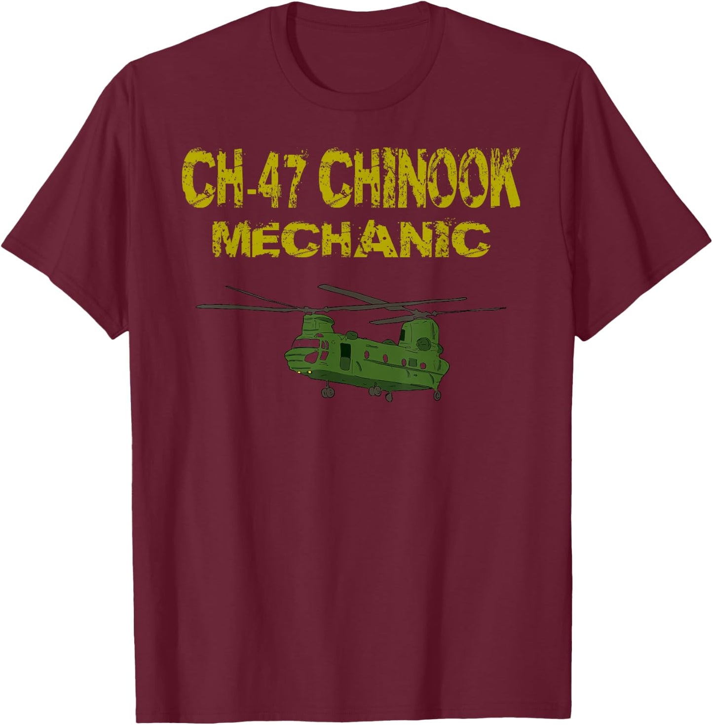 Chinook Helicopter Repairer T Shirt 15U MOS CH 47 Mechanic T-Shirt - T-Shirt | Maroon
