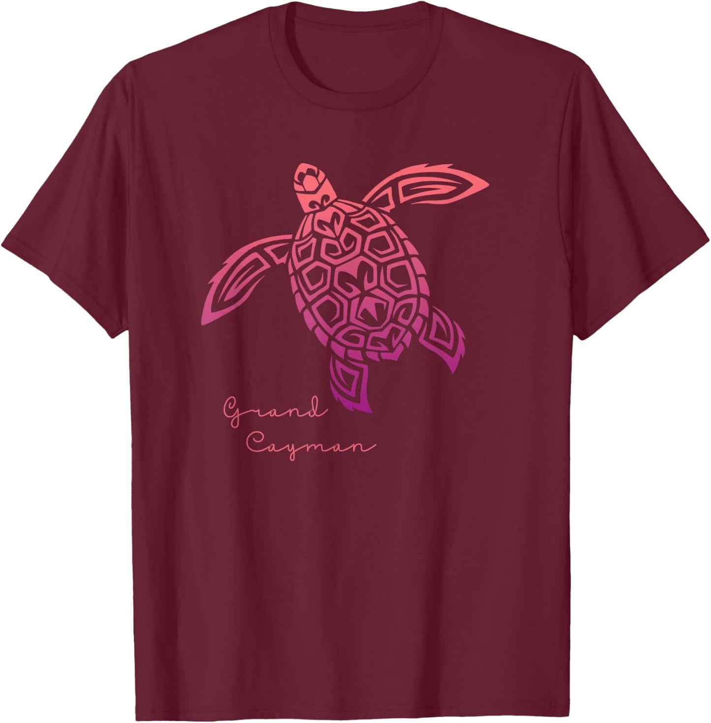 Retro Grand Cayman Islands Sea Turtle Souvenir Vacation T-Shirt - T-Shirt | Maroon