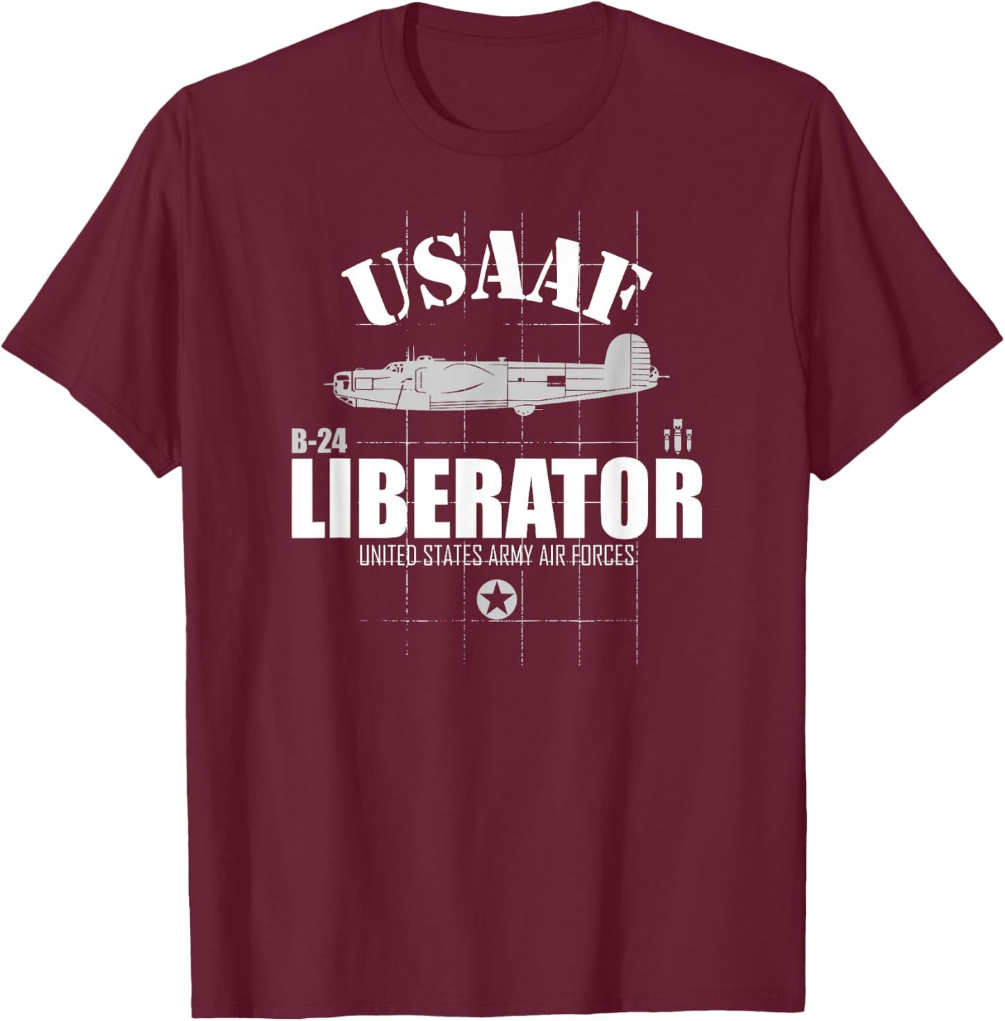 WW2 Bomber - USAAF B-24 Liberator T-Shirt - T-Shirt | Maroon