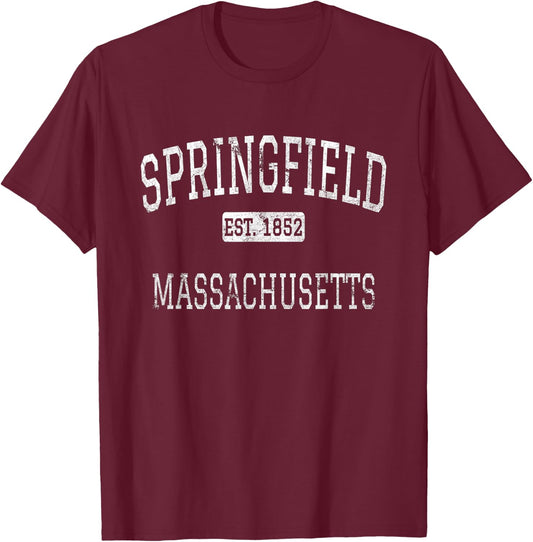Springfield Massachusetts MA Vintage T-Shirt - T-Shirt | Maroon